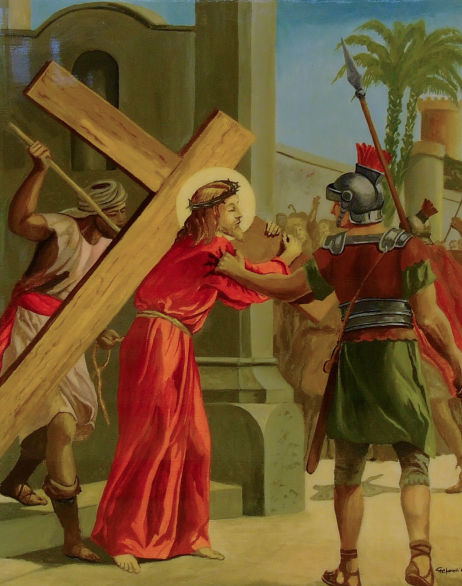 Gesù è caricato della croce
