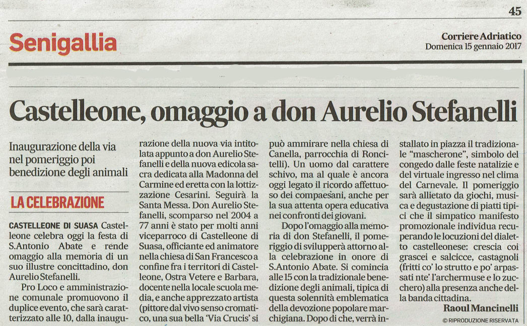 Corriere Adriatico del 15/01/2017