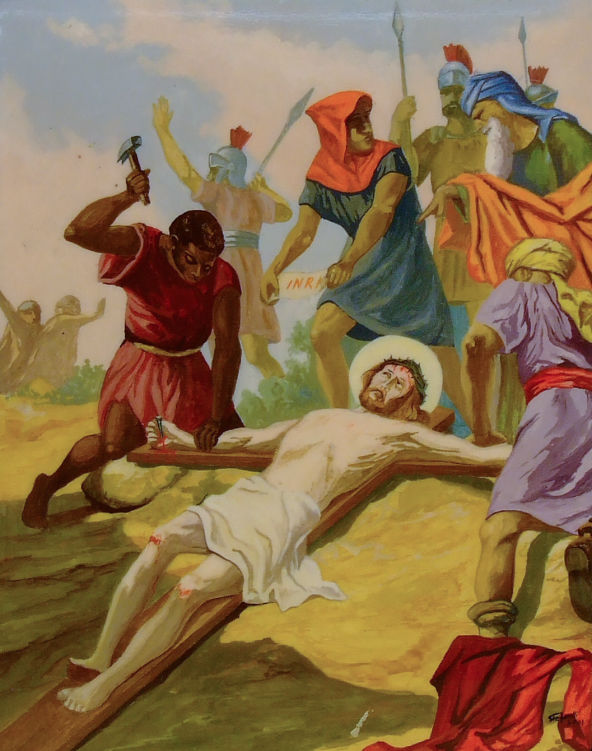Gesù è inchiodato sulla croce